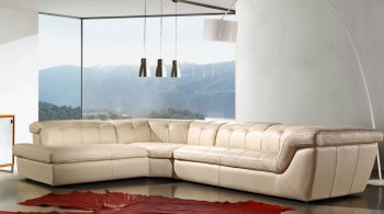 Beige or Chocolate Italian Leather Modern Sectional Sofa [JMSS-397-Beige]