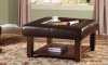 Dark Brown Vinyl Transitional Storage Cocktail Table w/Shelf