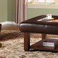 Dark Brown Vinyl Transitional Storage Cocktail Table w/Shelf