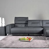 Black Leather Modern Sectional Sofa w/Adjustable Seats