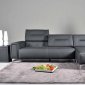 Black Leather Modern Sectional Sofa w/Adjustable Seats