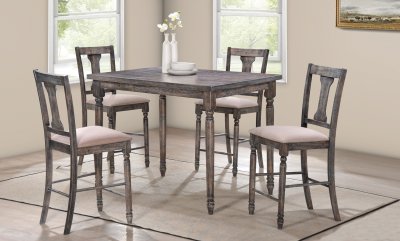 Wallace 71470 Counter Height Dining Set 5Pc Washed Blue by Acme