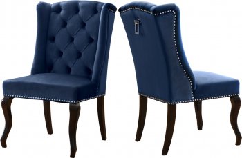 Suri Dining Chair 772 Set of 2 Navy Velvet Fabric by Meridian [MRDC-772 Suri Navy]