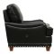 Black Full Italian Leather Classic 4Pc Sofa Set w/Nailhead Trim