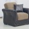 Fabric & Dark Vinyl Two-Tone Modern Sofa Bed w/Optional Items