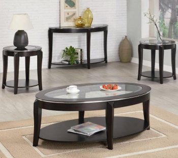 Cappuccino Finish Modern 3Pc Coffee Table Set w/Options [CRCT-701515]