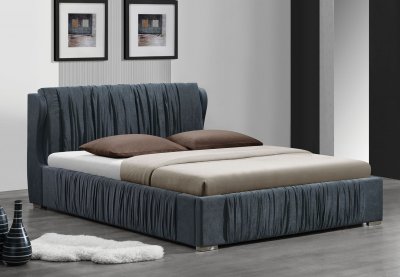 24740 Hazlett Upholstered Bed by Acme in Gray Fabric