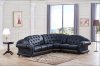 Apolo Sectional Sofa in Black Leather by ESF w/Options