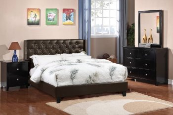 F9540 5Pc Bedroom Set in Espresso Leatherette by Poundex [PXBS-F9540]