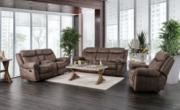 Celia Reclining Sofa & Loveseat Set CM6583 in Brown Leatherette [FAS-CM6583-Celia]