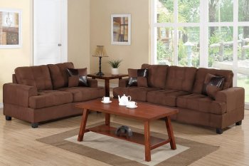 F7575 Sofa & Loveseat Set in Chocolate Microfiber by Boss [PXS-F7575]