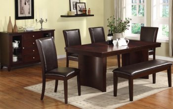 Dark Brown Finish Modern Dining Table w/Leaf and Optional Items [PXDS-2175L]