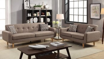 F6525 Sofa & Loveseat Set in Mocha Fabric by Poundex [PXS-F6525 Mocha]