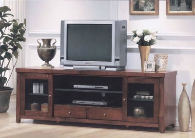 Brown Finish Contemporary Tv Stand With Cabinets