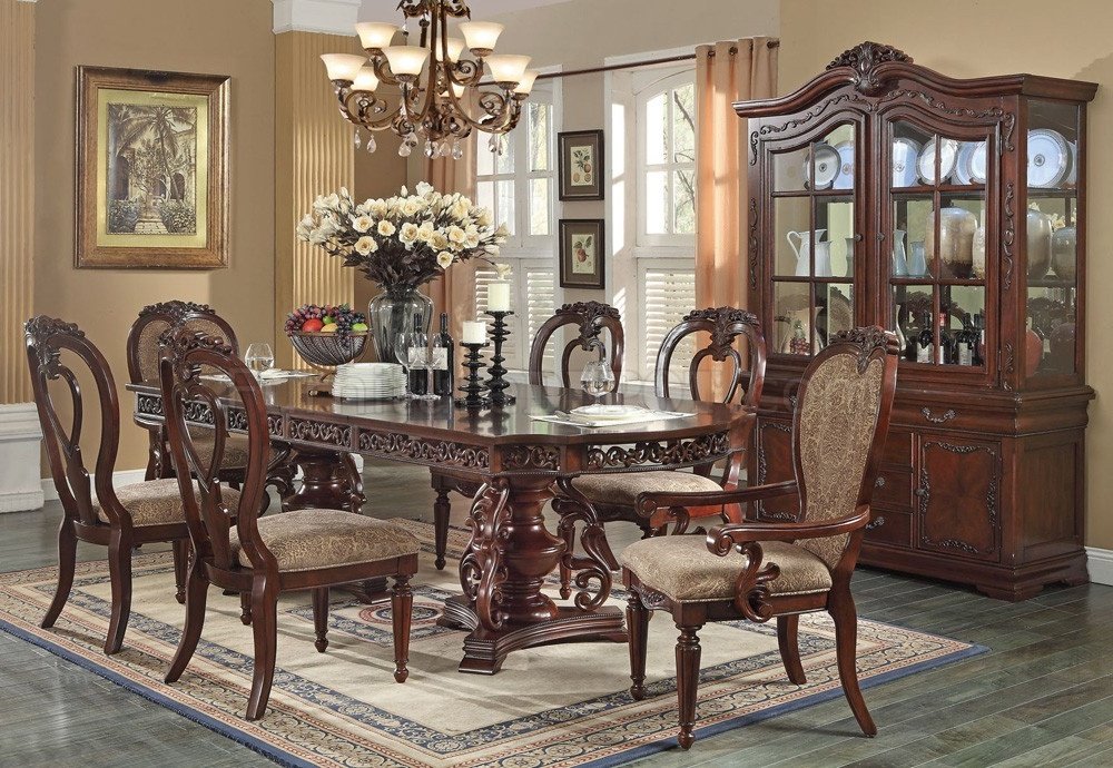 61860 Gwyneth Dining Table in Cherry by Acme w/Options - Click Image to Close