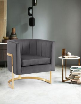 Carter Accent Chair 515 in Grey Velvet by Meridian [MRCC-515 Carter Grey]