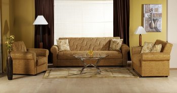 Stylish Living Room with Storage Sleeper Sofa in Mustard Fabric [IKSB-ELITA-Mustard]