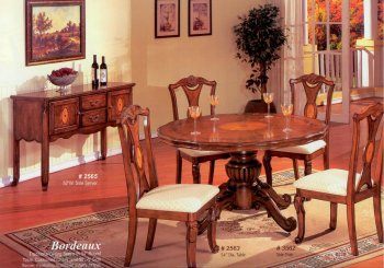 Brown Finish Round Top Classic Dining Table w/Optional Items [MADS-Bordeaux-RD]