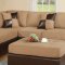 Mocha Fabric Modern Two-Tone Sectional Sofa w/Bycast Base