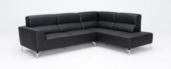 Black Leather Modern Sectional Sofa w/Steel Legs [VGSS-K-1278-Black]