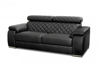 Black Bonded Leather Modern Coco Sofa w/Optional Loveseat [DSS-Coco-Black]