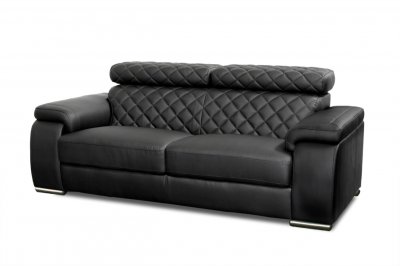 Black Bonded Leather Modern Coco Sofa w/Optional Loveseat