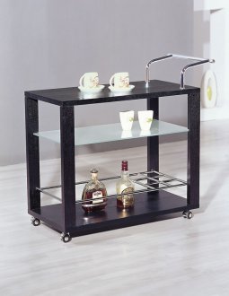 6233 Modern Wenge Finish Food Cart with Metal Accents