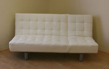 White, Chocolate or Black Leatherette Convertible Sofa [JMSB-503 White]