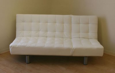 White, Chocolate or Black Leatherette Convertible Sofa