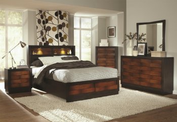 202911 Rolwing Bedroom by Coaster in Oak & Espresso w/Options [CRBS-202911 Rolwing]