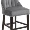 Oxford Counter Stool 722 Set of 2 Grey Velvet Fabric - Meridian