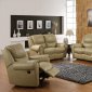 Cream Bonded Leather Transitional Reclining Sofa w/Options