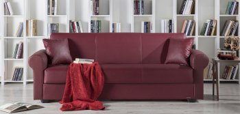 Floris Santa Glory Burgundy Sofa Bed in PU by Sunset [IKSB-Floris Santa Glory Burgundy]