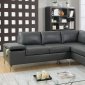 F6520 Sectional Sofa in Grey Breathable Leatherette by Poundex