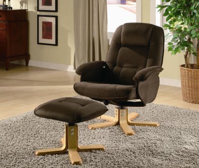 Brown Padded Microfiber Leisure Chair w/Ottoman