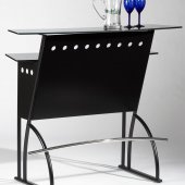 Black Metal Modern Bar Unit w/Two Glass Shelves