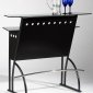 Black Metal Modern Bar Unit w/Two Glass Shelves