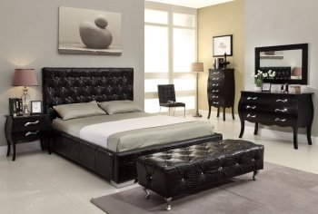 Michelle Black Bedroom w/Storage Bed & Optional Items [AHUBS-Michelle-Black]