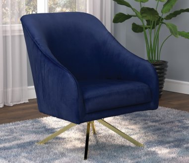 905472 Set of 2 Accent Chairs in Navy Blue Velvet by Coaster