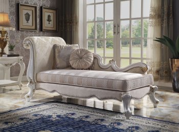 Picardy Chaise Lounge 96910 in Beige Fabric & Pearl by Acme [AMCL-96910 Picardy]