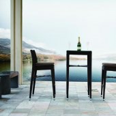 Black Modern Patio Bar Table & 2 Bar Stools Set