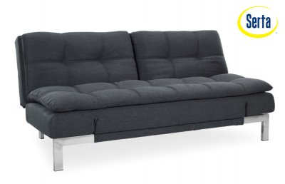 Umber Microfiber Modern Convertible Sofa Bed w/Steel Legs