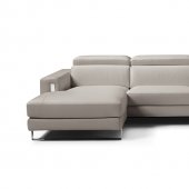 Adriano Sectional Sofa Warm Grey Leather by Whiteline w/Recliner