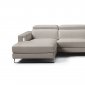 Adriano Sectional Sofa Warm Grey Leather by Whiteline w/Recliner