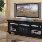 Black Finish Casual Style TV Stand W/Storages