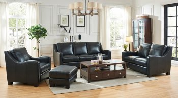 Presley Sofa & Loveseat Set Leather Italia in Black w/Options [LIS-2052-Presley Black]