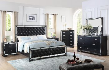 Gloria 5Pc Bedroom Set in Black w/Options [ADBS-Gloria Black]