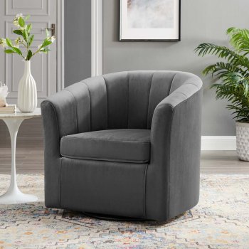 Prospect Swivel Chair Set of 2 in Charcoal Velvet by Modway [MWAC-4139 Prospect Charcoal]