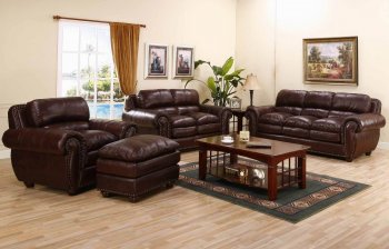 Brown Bonded Leather Contemporary Sofa & Loveseat Set w/Options [CHFS-FR-175-Carmella]