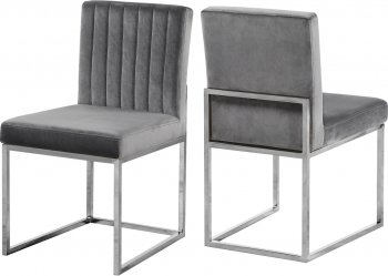 Giselle Dining Chair 779 Set of 2 Grey Velvet Fabric - Meridian [MRDC-779 Giselle Grey]